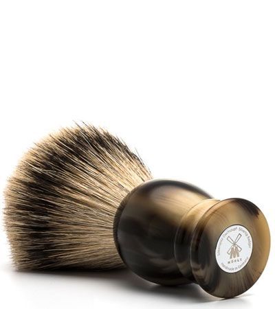 Помазок MUEHLE CLASSIC, барсучий ворс высшей категории Silvertip, смола, цвет рога, размер XL