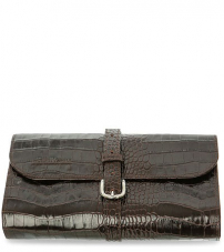 Кожаная дорожная косметичка ролл / Коричневый крокодил Truefitt & Hill