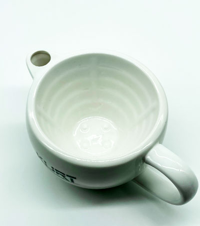 Скаттл керамический для бритья двухконтурный с ручкой белого цвета, K_40057 KURT