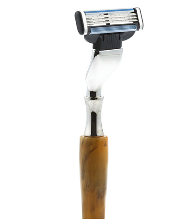 Станок для бритья IL Ceppo, MACH3, каучуковая смола, рукоять - желтый цвет, имитация мрамора