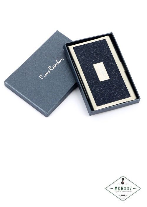 Визитница Pierre Cardin, синяя искуств.кожа + металл
