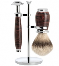 Бритвенный набор MUEHLE PURIST, эбонит, барсучий ворс высшей категории Silvertip, Т-образная бритва