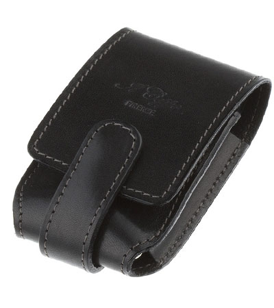 Бритвенный дорожный набор IL Ceppo: станок, пинцет, книпсер, чехол из натуральной кожи, черный цвет