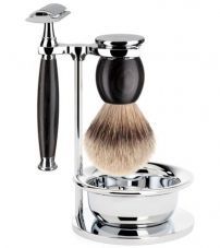 Бритвенный набор MUEHLE SOPHIST, африканское черное дерево, барсучий ворс Silvertip, Т-образная бритва, чаша