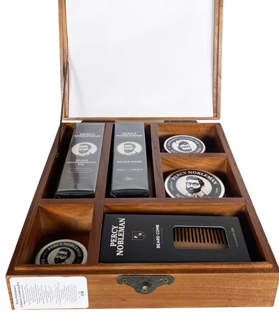 Набор для бороды и усов Ultimate Grooming Box (масло 100мл + средство для мытья бороды 100мл + воск 20мл + бальзам 65мл + воск для укладки 50мл + расческа деревянная +ножницы)