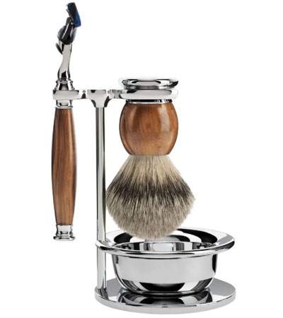 Бритвенный набор MUEHLE SOPHIST, железное дерево, барсучий ворс высшей категории Silvertip, бритва Fusion, чаша