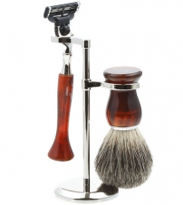 Бритвенный набор IL Ceppo: станок, помазок, подставка, коричневый цвет