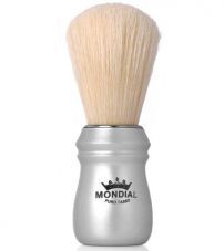 Помазок для бритья Mondial, пластик, кабан, рукоять - матовый серебристый цвет