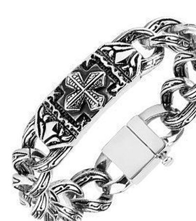 Браслет с кельтским крестом и гравированными звеньями Spikes