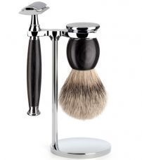 Бритвенный набор MUEHLE SOPHIST, африканское черное дерево, барсучий ворс высшей категории Silvertip, Т-образная бритва