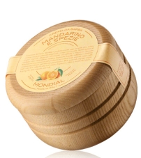 Крем для бритья Mondial "MANDARINO E SPEZIE" с ароматом мандарина и специй, деревянная чаша, 140 мл