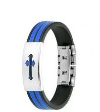 Браслет двухцветный из каучука с крестом Spikes