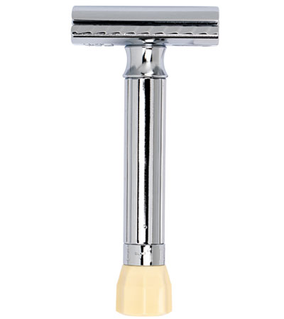 Станок Т- образный для бритья MERKUR-570С хромированный, с регулировкой угла наклона лезвия, в пластиковой упаковке, лезвия в комплекте (10 шт)