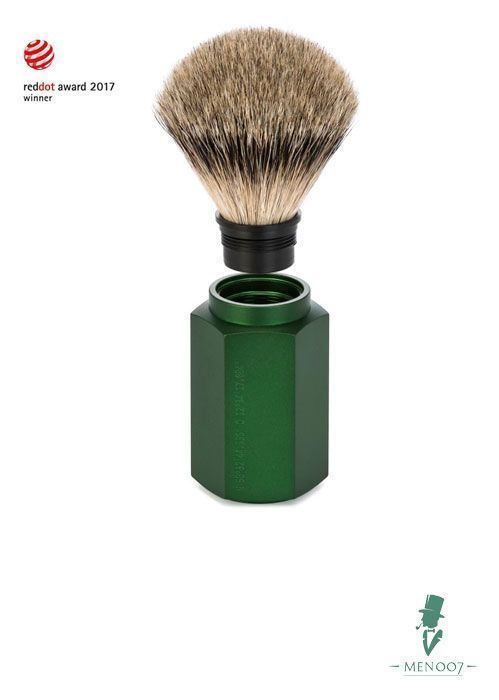 Бритвенный набор MUEHLE HEXAGON, зеленый, барсучий ворс высшей категории Silvertip, Т-образная бритва