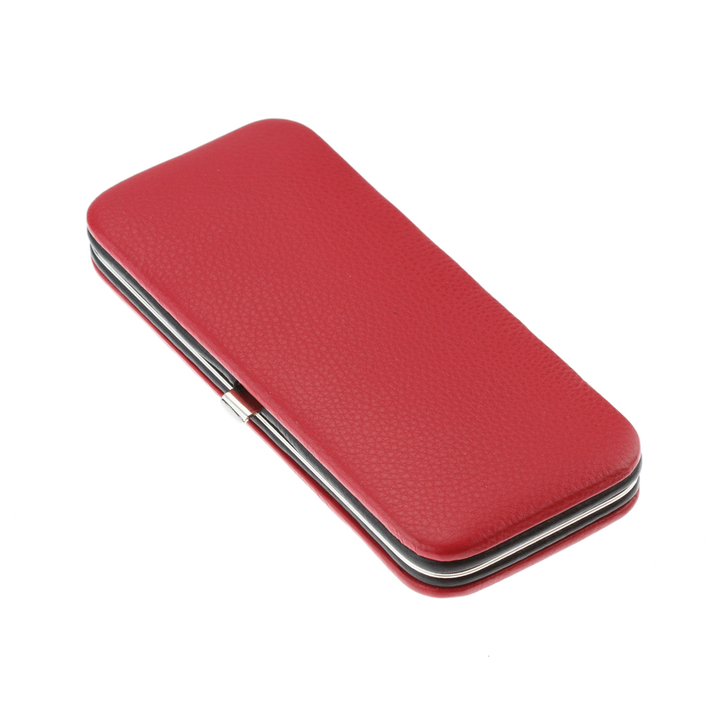 Маникюрный набор YES, 5 пр. Футляр: натуральная кожа, цвет красный