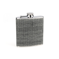 Фляга сталь+искусственная кожа, серая S.QUIRE W238-6