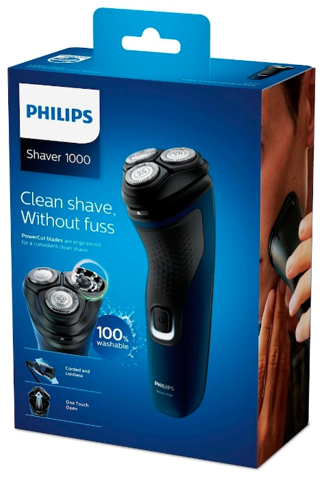 Электробритва PHILIPS S1131/41, черный и синий