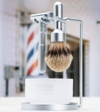 Набор бритвенный MERKUR FUTUR, 4 предмета: станок Т- образный, помазок, подставка, чаша, матовое хромированное покрытие