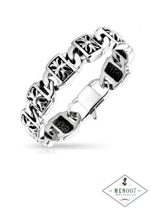 Браслет с крупными звеньями с оранментом Spikes