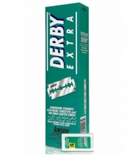 Блок сменных лезвий для безопасной бритвы "DERBY" Extra Зеленая пачка 20 пачек * 5 лезвий "колбаска"