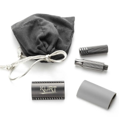 Дорожная бритва KURT (4 части) в мешочке и подарочной фирменной коробке K-20014 B(Бронза)