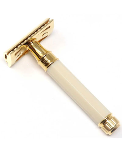 Т-образная бритва с восьмигранной ручкой имитация слоновой кости Edwin Jagger DE87811GBL