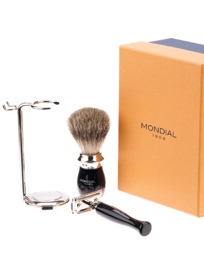 Бритвенный набор: классический станок, помазок, подставка MONDIAL ST-335-NST