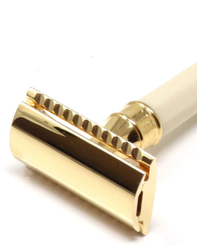 Т-образная бритва с восьмигранной ручкой имитация слоновой кости Edwin Jagger DE87811GBL