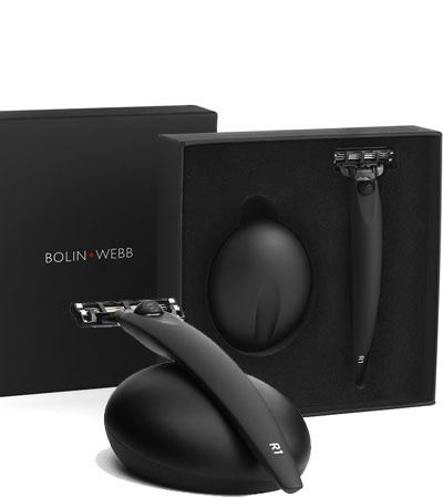 Подарочный набор Bolin Webb R1, бритва R1 черная матовая, подставка R1 черная