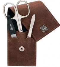 Маникюрный набор Erbe, 3пр. Футляр: натур.кожа, цвет коричневый