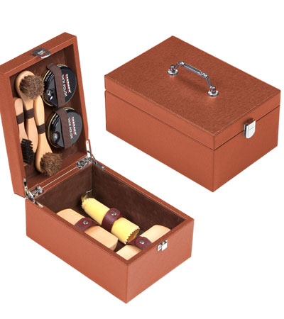 Набор, дерево + кожа, ЛЮКС, (коричневый).