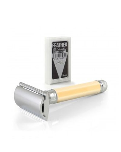 Т-образная бритва с восьмигранной ручкой имитация слоновой кости Edwin Jagger DE87811BL