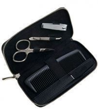 Маникюрный набор GD, 5пр. (мужской дорожный набор),Футляр: натур.кожа, цвет черный