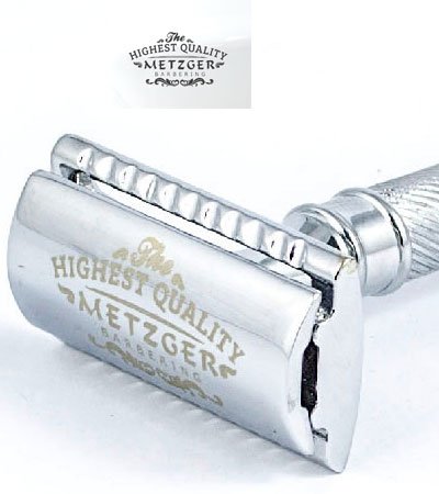 Т-образная бритва с двойным лезвием и латунным основанием Metzger Chromed Db-14530