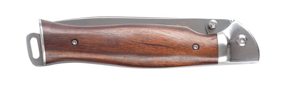 Нож складной Stinger, 106 мм (серебристый), рукоять: сталь/дерево (серебр.-корич.), коробка картон