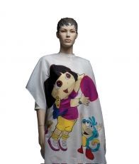 Пеньюар для стрижки DEWAL "Даша путешественница" детский, полиэстер,белый 95х120см, на крючках