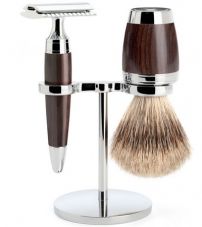 Бритвенный набор MUEHLE STYLO, африканское черное дерево, барсучий ворс категории Fine, Т-образная бритва