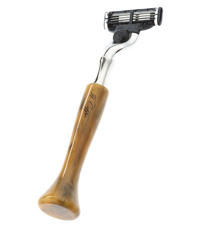 Станок для бритья IL Ceppo, MACH3, каучуковая смола, рукоять - желтый цвет, имитация мрамора