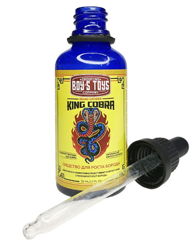 Сыворотка для роста бороды King Cobra с содержанием пептидов яда кобры, Boy's Toys -50мл
