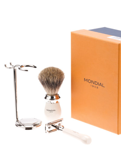 Бритвенный набор: классический станок, помазок, подставка MONDIAL ST-335-AST