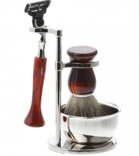 Бритвенный набор IL Ceppo: станок, помазок, чаша, подставка, коричневый цвет