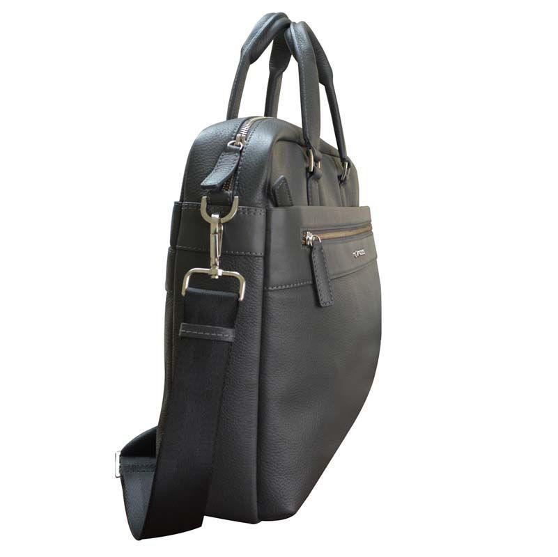 Портфель, Cross Nueva FV, кожа наппа, фактурная, серый, 37 х 10 х 28 см