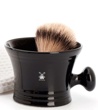Чаша для бритья MUEHLE, черный фарфор, с ручкой
