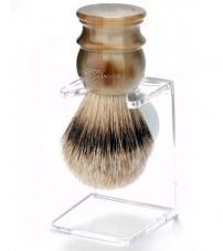 Помазок темно-коричневый барсучий ворс с подставкой Edwin Jagger Large Horn Silver Tip 3EJ462LDS