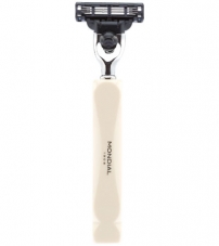 Станок для бритья Mondial, MACH3, каучуковая смола, никелированная латунь, рукоять - цвет слоновой кости