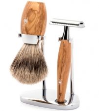 Бритвенный набор MUEHLE KOSMO, олива, барсучий ворс категории Fine, Т-образная бритва