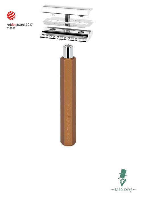 Бритвенный набор MUEHLE HEXAGON, бронзовый, барсучий ворс высшей категории Silvertip, Т-образная бритва