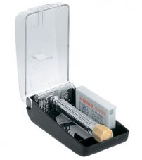 Станок Т- образный для бритья MERKUR-570С хромированный, с регулировкой угла наклона лезвия, в пластиковой упаковке, лезвия в комплекте (10 шт)