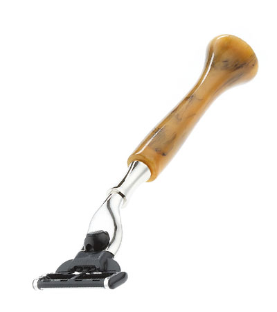 Станок для бритья IL Ceppo, MACH3, каучуковая смола, рукоять - желтый цвет, имитация мрамора