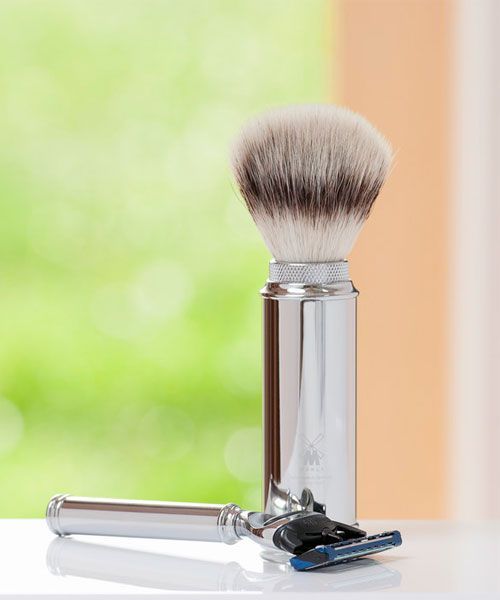 Дорожный помазок MUEHLE, фибра высшей категории Silvertip, размер M, хром